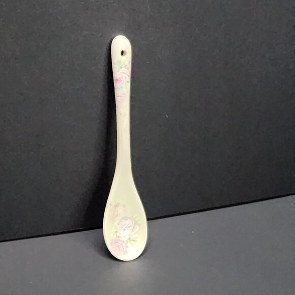 Narumi Spoon in Porcelain White Pink Floral Design 5'' Decorative - Picture 3 of 6